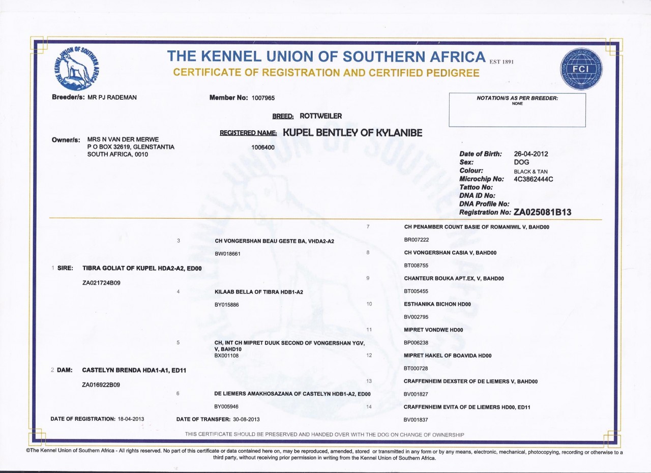 BENTLEY KUSA REGISTRATION